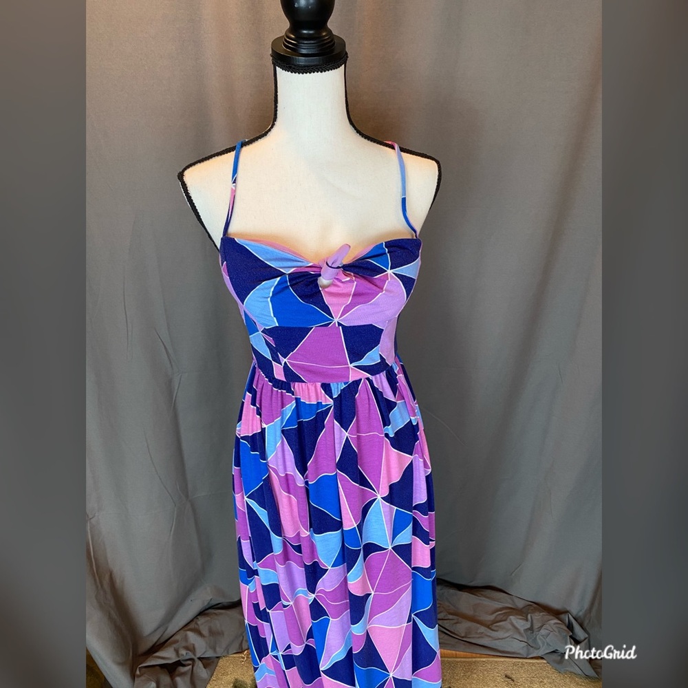 Purple blue pink maxi dress xs